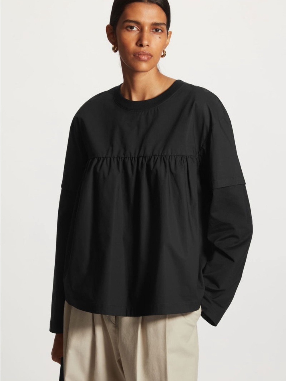 COS Regular-Fit Smocked Layered Top